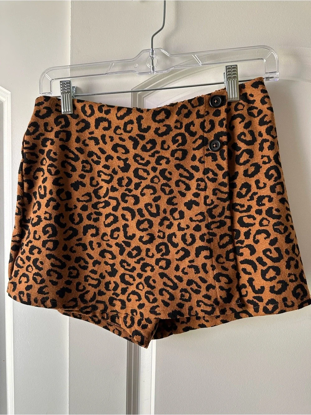 Girls XL Old Navy Leopard Wrap-Front Skort Shorts - Brown & Black
